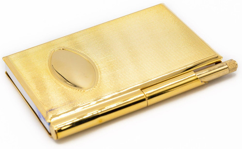 Compact Gold Metallic Vertical Scratch Note Memo Pad With Pen