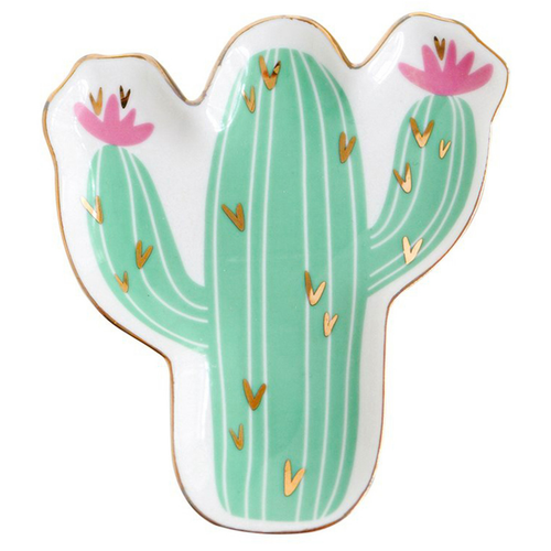 Cactus Ceramic Trinket Plate and Decorative Jewelry Dish