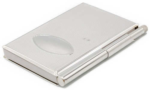 Compact Silver Metallic Vertical Scratch Note Memo Pad With Pen