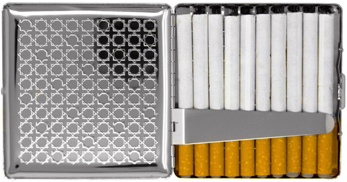 Silver Cross Circle Compact (Half Pack Kings) MetalPlated Cigarette Case & Stash Box
