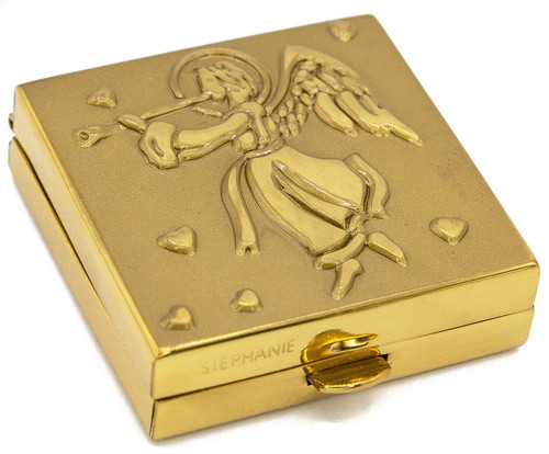 Set of 2 Square Shaped Pocket Purse Pill Box & Organizer (Gold Angel)