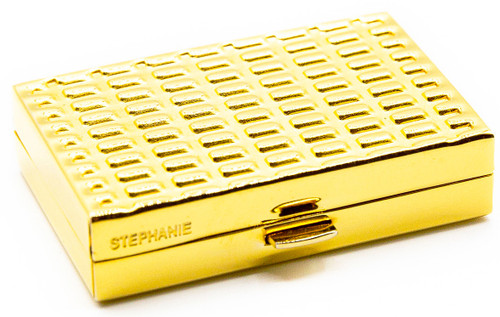 Set of 2 Rectangular Shaped Pocket Purse Pill Box & Organizer with Dual Compartments (Gold Bars)