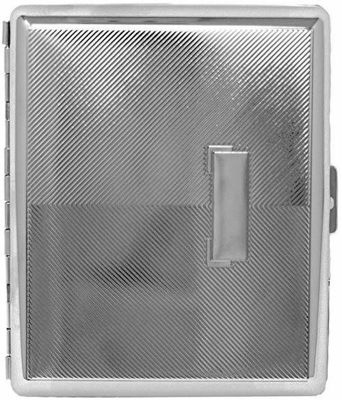 Silver V Lines (20 100s) Etched MetalPlated Cigarette Case & Stash Box