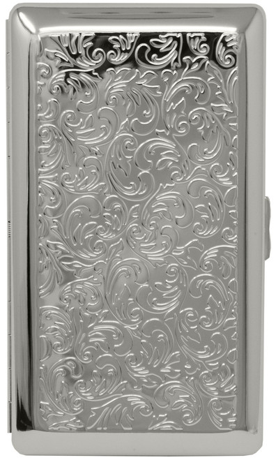 Silver Victorian Print (Full Pack 120s) MetalPlated Cigarette Case & Stash Box