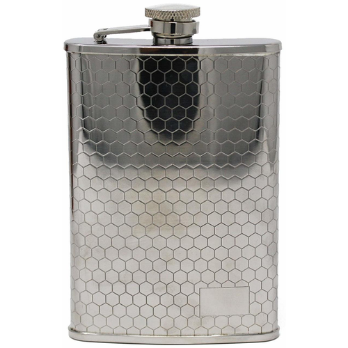 8 oz Pocket Hip Alcohol Liquor Flask in Etched Honeycomb Print  Made from 304 (18/8) Food Grade Stainless Steel