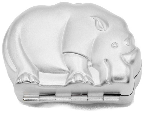 Silver Rhino Shaped Pocket Purse Portable Travel Pill Box & Medicine Organizer (1 Large Compartment)