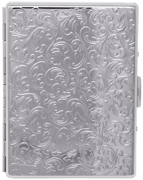 Silver Victorian Compact (9 100s) Etched MetalPlated Cigarette Case & Stash Box