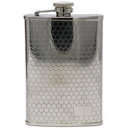 6 oz Pocket Hip Alcohol Liquor Flask in Etched Honeycomb Print  Made from 304 (18/8) Food Grade Stainless Steel