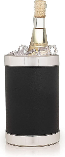 Hand Made In USA Double Walled Insulated Wine Chiller (Black Leatherette)