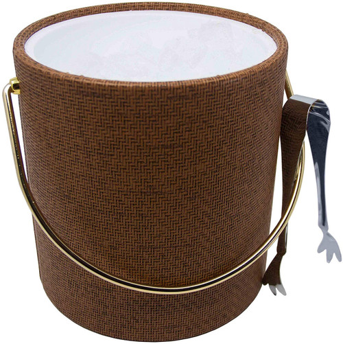 Hand Made In USA Beachwood Wicker Double Walled 3Quart Insulated Ice Bucket With Ice Tongs (Wicker Wood Collection)