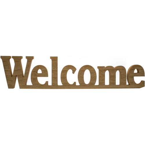 Rustic Decorative Brown "Welcome" Wooden Cutout Free Standing Sign 6" X 26"