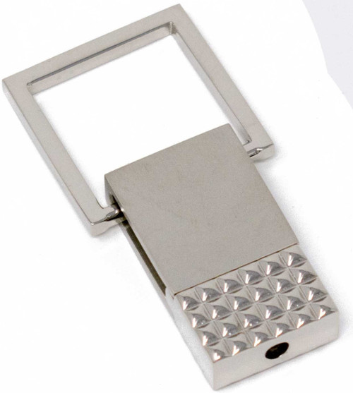 Silver Checkered Pattern Keychain
