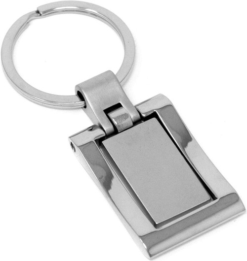 Silver Swinging Rectangle Keychain