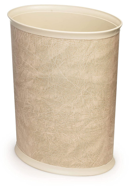 Made in USA Faux Beige Leather 5Gallon Sleek and Stylish Vinyl Waste Basket (10.25 X 12.5)