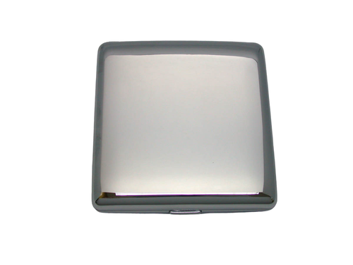 Silver Polished Metal-Plated Cigarette Case & Stash Box