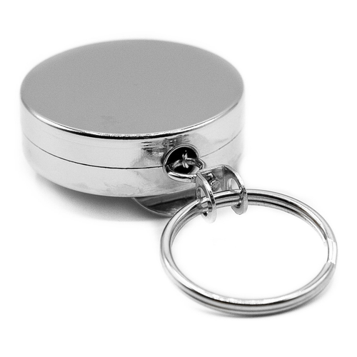 Retractable Round Keychain With Belt Clip Key Ring (28" Steel Chain Cord)