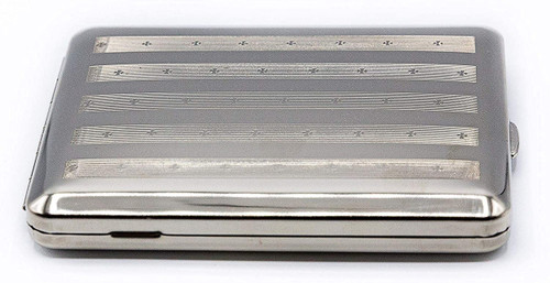 Made in Germany Nickle Plated Cigarette Case (18 100s) with Elastic Bands (Cross Print)