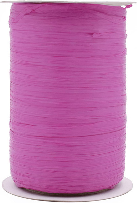 Matte Raffia Ribbon Roll 100 Yards for Kraft Packaging and Decoration (Fuchsia Beauty)