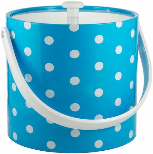 Hand Made In USA Double Walled Turquoise & White 3-Quart Insulated Ice Bucket (Polka Dot Collection)