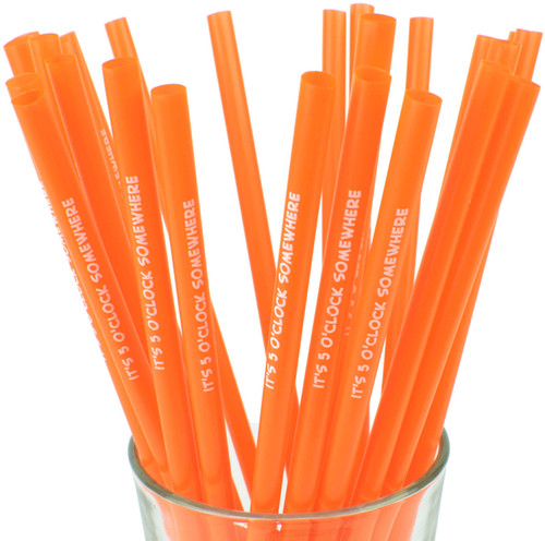 [Unwrapped] Made in USA Pack of 250 Smoothie It's 5 O'clock Somewhere (10" X 0.28") Plastic Drinking Straws (Non-toxic, BPA-free) Orange