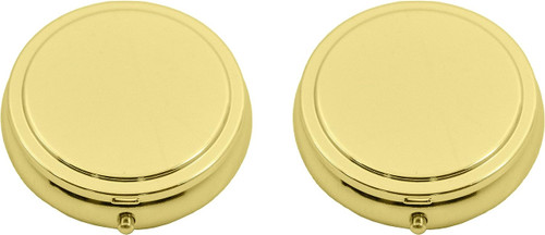Set of 2 Circular Triple-Compartment Pocket Purse Pill Box & Organizer With Insert (Gold Flat Top - Engravable)
