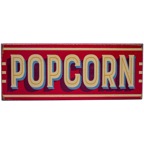 Popcorn  Rustic Food Lover Wooden Boxed Sign (4" X 10")