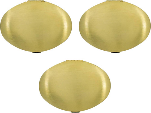 Set of 3 Double Sided Magnifying Compact Mirrors With Brushed Metal Finish (Gold, Oval)