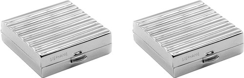 Set of 2 Square-Shaped Pocket Purse Pill Box & Organizer (Silver Lined)