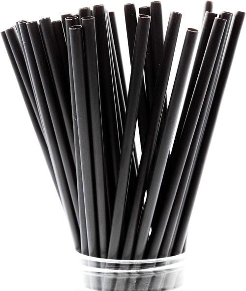 Made in USA Pack of 250 Unwrapped BPA-Free Plastic Slim Drinking Straws (Black - 10" X 0.21")