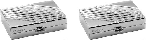 Set of 2 Rectangular-Shaped Pocket Purse Pill Box & Organizer With Dual Compartments (Silver Rays)