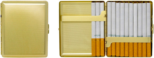 Set of 2 Metal-Plated 100s Cigarette Case & Stash Box