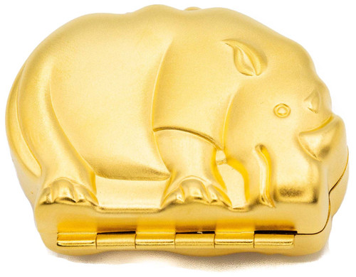 Gold Rhino Shaped Pocket Purse Portable Travel Pill Box & Medicine Organizer (1 Large Compartment)