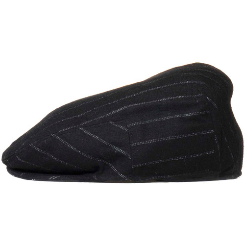 Wool Blend Newsboy Cap Cabbie Flat Hat (Bespoke Lined Black, Large)