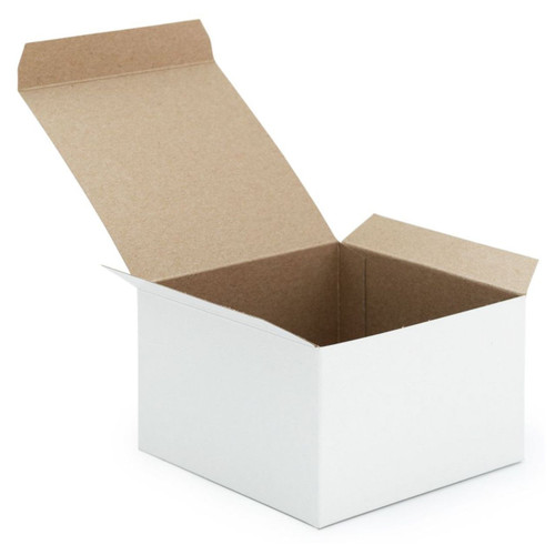 Made in USA 10Count Recycled White Kraft Gift Boxes (5" X 5" X 3") with Tuck Lids for Weddings, Crafting and Baking Packaging Needs