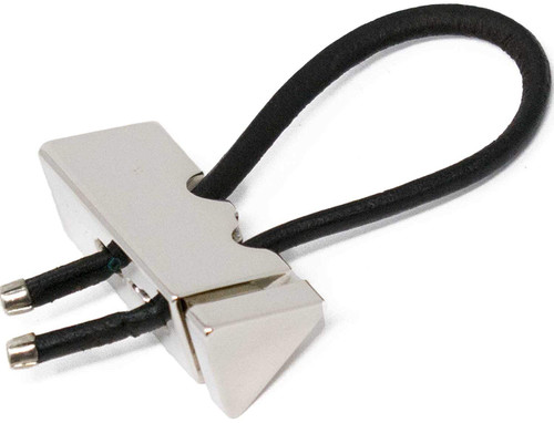 Silver Triangle with Leather Wire Keychain