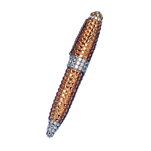 Genuine Swarovski Topaz Crystal Covered Medium Point Ballpoint Pen