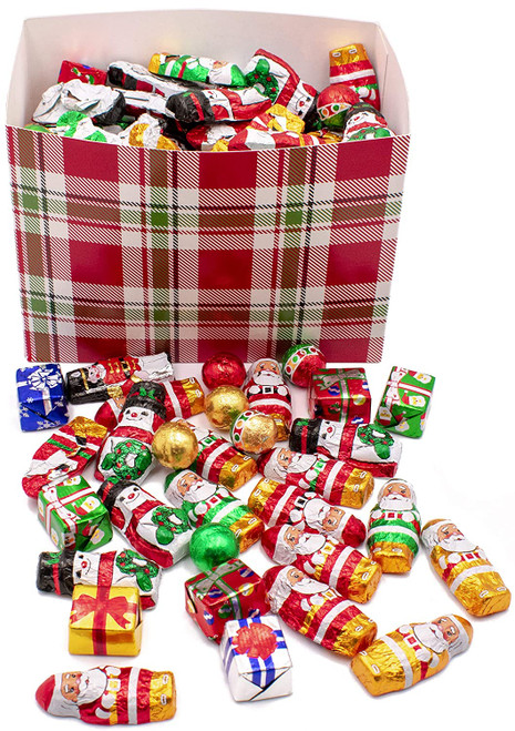 MADE IN USA Individually FoilWrapped Christmas Milk Chocolates (Assorted  2 lb) (Holiday Plaid)