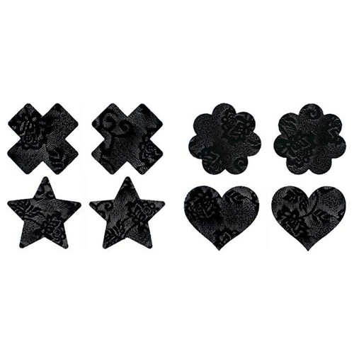 Black Lace (4 Pairs) Disposable Satin Nipple Cover Pasties