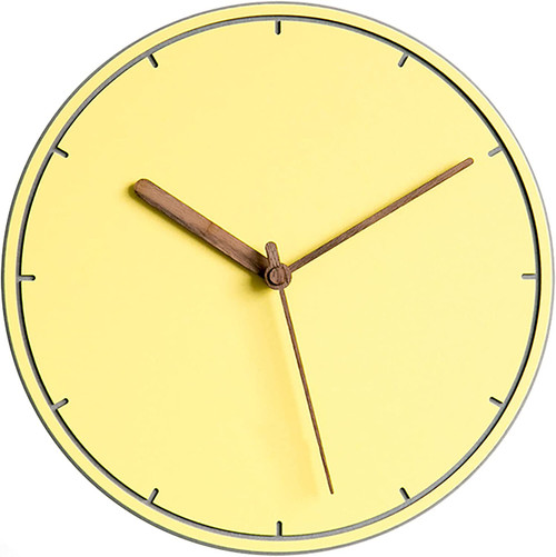 Modern Minimalist Silent Wall Clock Yellow Pastel Collection (Numberless Dial)
