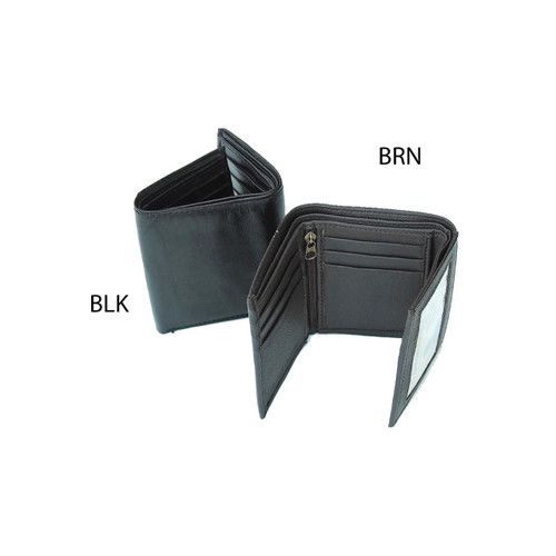 3 Folds Plain Black Compact Wallet for Men