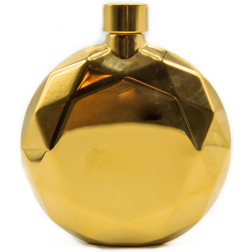 Gold Diamond Print 5 oz Discrete Round Pocket Alcohol Liquor Flask (Made from 304 (18/8) Food Grade Stainless Steel)