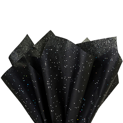 Made in USA 50 Sheet Gemstone Glitter Gift Tissue Paper Pack, 20" X 30" (Black Onyx)