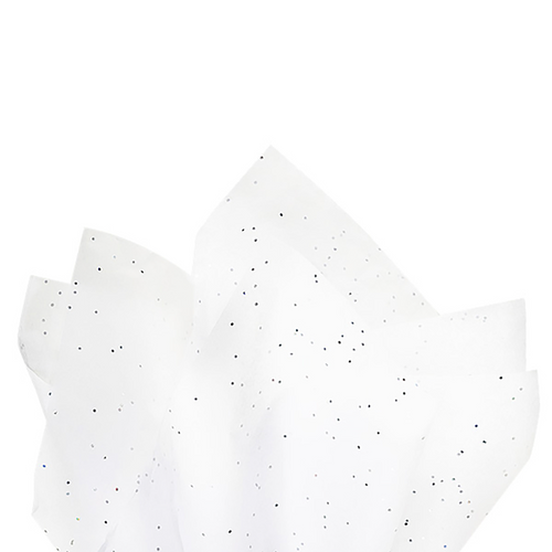Made in USA 50 Sheet Gemstone Glitter Gift Tissue Paper Pack, 20" X 30" (Rose Gold on White)
