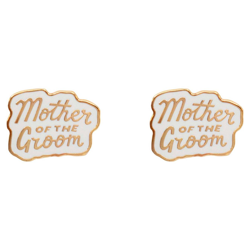 Set of 2 Rose Gold "Mother of the Groom" Enamel Lapel Pins (0.75" X 0.9")