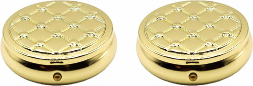 Set of 2 Circular Embossed Triple-Compartment Pocket Purse Pill Box & Organizer (Gold Hearts)