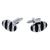 Men's PlatinumPlated Black Oval Cufflinks in Gift Box