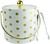 Hand Made In USA White & Gold Double Walled 3Quart Insulated Ice Bucket With Ice Tongs (Polka Dot Collection)