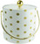 Hand Made In USA White & Gold Double Walled 3Quart Insulated Ice Bucket With Ice Tongs (Polka Dot Collection)