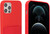 Red Felt Lined Silicone Phone Case with Stitched Front Pocket for iPhone 12 & 12 Pro + Tempered Glass Screen Protector