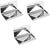 Set of 3 Slim Metal Business Card Case Holders (Silver Triangle Window)